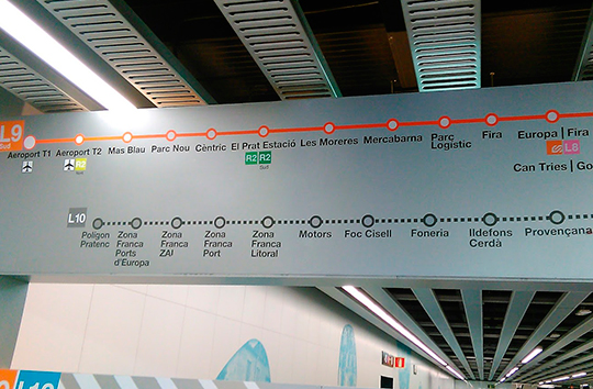 L9 metro Barcelona para saber cómo llegar al MWC